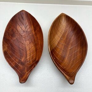 🏝️ 2 lot kamani woods bowls Macy’s Hawaiian wood NWT leaf Hawaii leaves